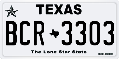 TX license plate BCR3303