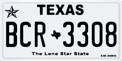 TX license plate BCR3308