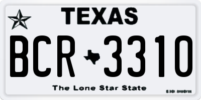 TX license plate BCR3310