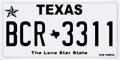 TX license plate BCR3311