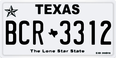 TX license plate BCR3312