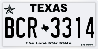 TX license plate BCR3314