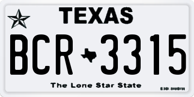 TX license plate BCR3315