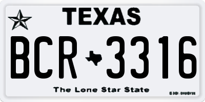 TX license plate BCR3316