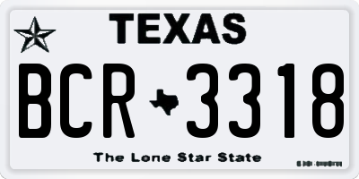 TX license plate BCR3318