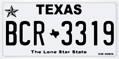 TX license plate BCR3319