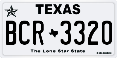 TX license plate BCR3320