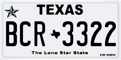 TX license plate BCR3322