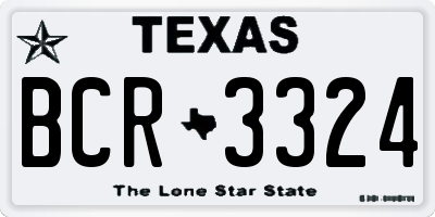 TX license plate BCR3324