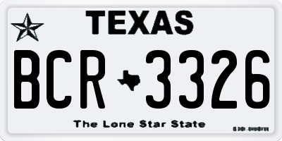 TX license plate BCR3326