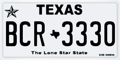 TX license plate BCR3330