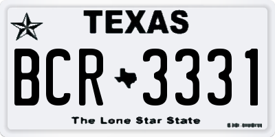TX license plate BCR3331