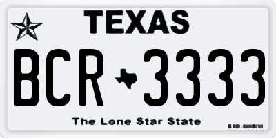 TX license plate BCR3333
