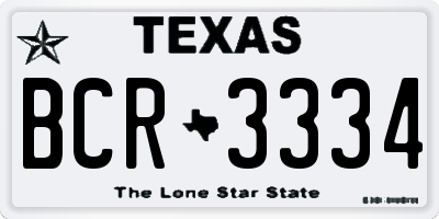 TX license plate BCR3334