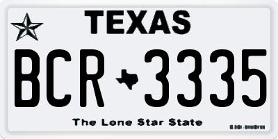TX license plate BCR3335