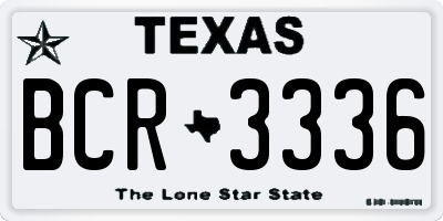 TX license plate BCR3336
