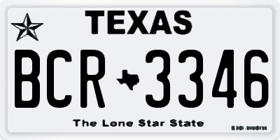 TX license plate BCR3346