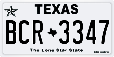 TX license plate BCR3347