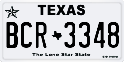 TX license plate BCR3348