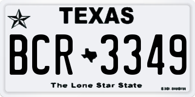 TX license plate BCR3349