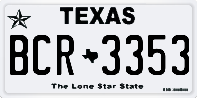 TX license plate BCR3353