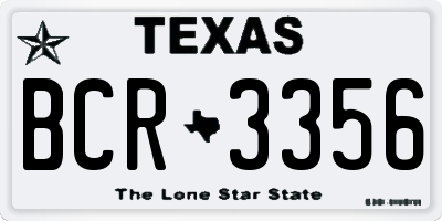 TX license plate BCR3356
