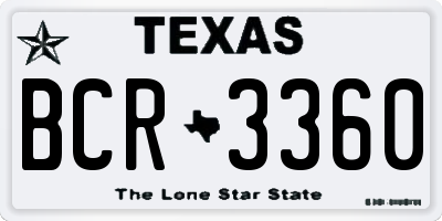 TX license plate BCR3360