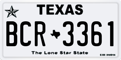 TX license plate BCR3361