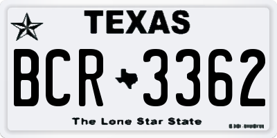 TX license plate BCR3362