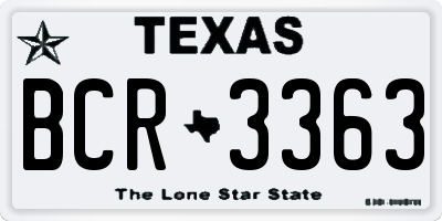TX license plate BCR3363