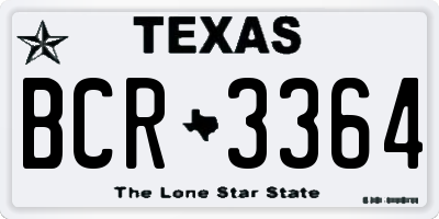 TX license plate BCR3364