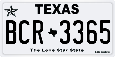 TX license plate BCR3365