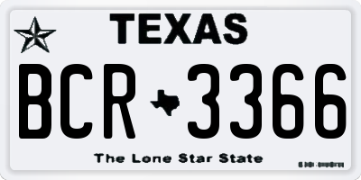 TX license plate BCR3366
