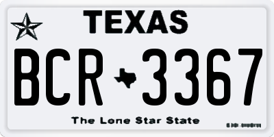 TX license plate BCR3367