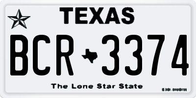 TX license plate BCR3374