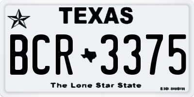 TX license plate BCR3375
