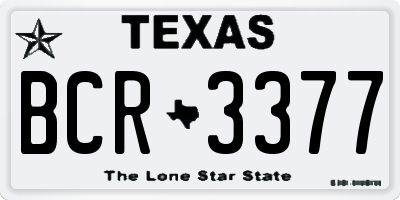 TX license plate BCR3377