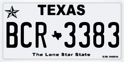 TX license plate BCR3383