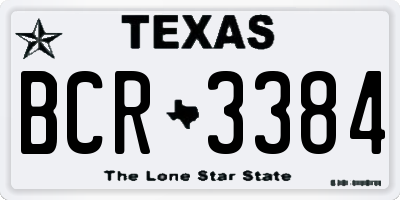 TX license plate BCR3384