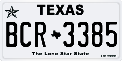 TX license plate BCR3385