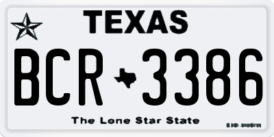 TX license plate BCR3386
