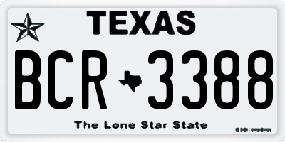 TX license plate BCR3388