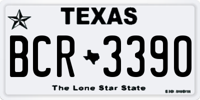 TX license plate BCR3390