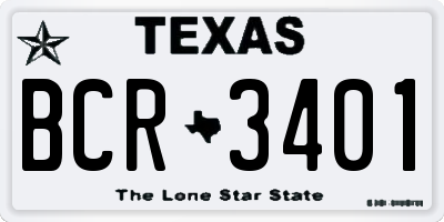 TX license plate BCR3401