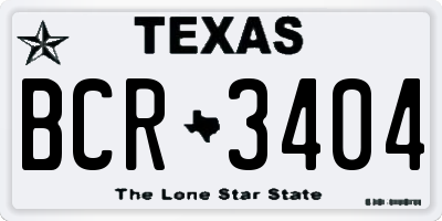 TX license plate BCR3404