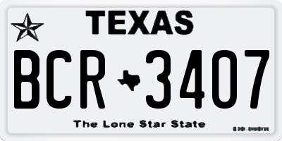 TX license plate BCR3407