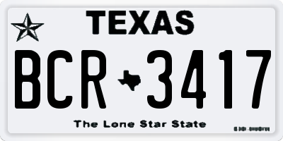 TX license plate BCR3417