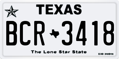 TX license plate BCR3418
