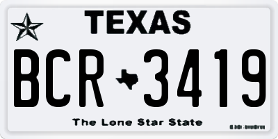 TX license plate BCR3419