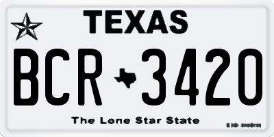 TX license plate BCR3420